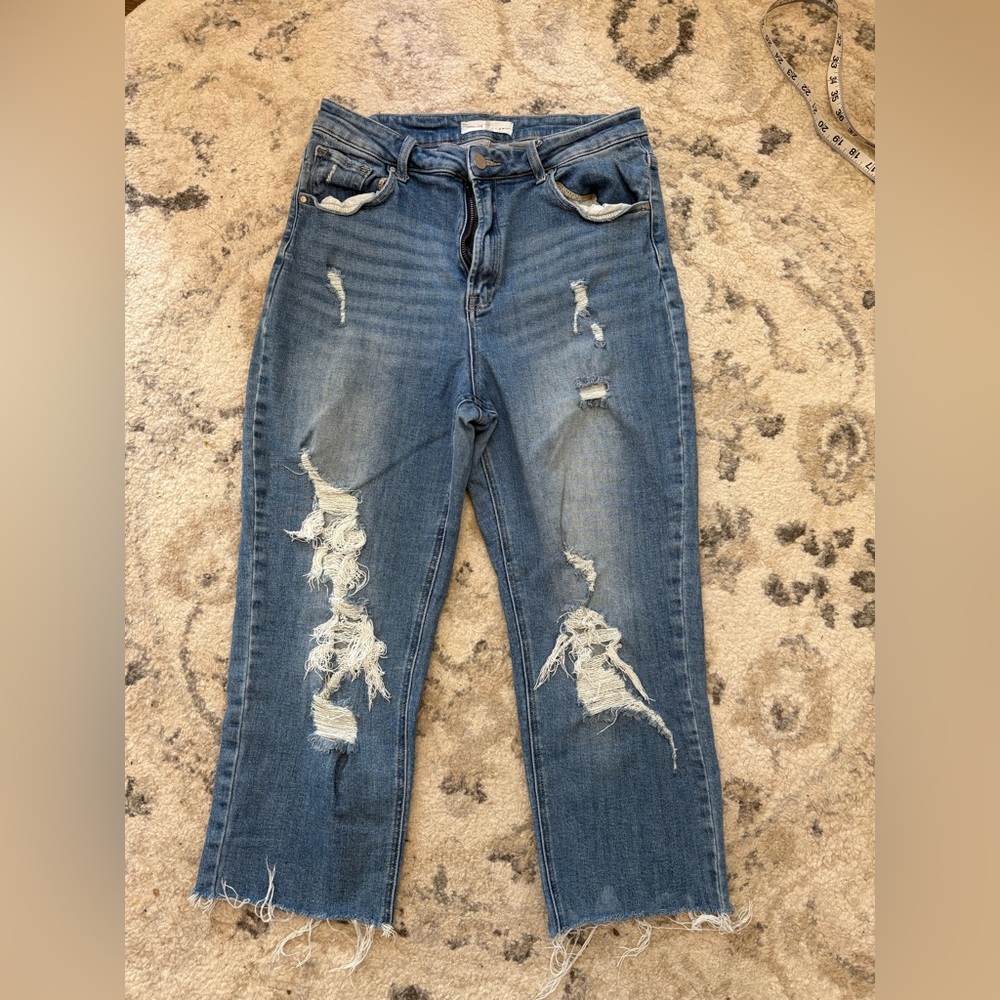Risen Los Angeles Blue Boyfriend Distressed Jeans Size 31